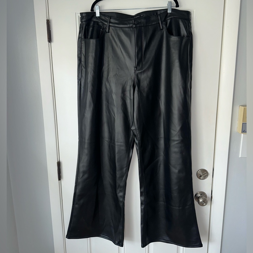 GOOD AMERICAN SIZE 20 wide leg faux leather black pants‎